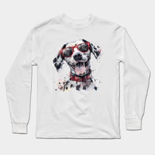 Colorful Dalmation with Sunglasses Long Sleeve T-Shirt